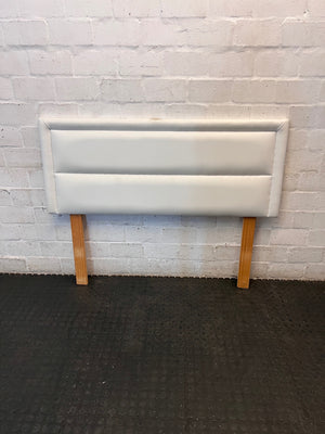 Upholstered Faux Leather Double Headboard with Wooden Legs – main front view