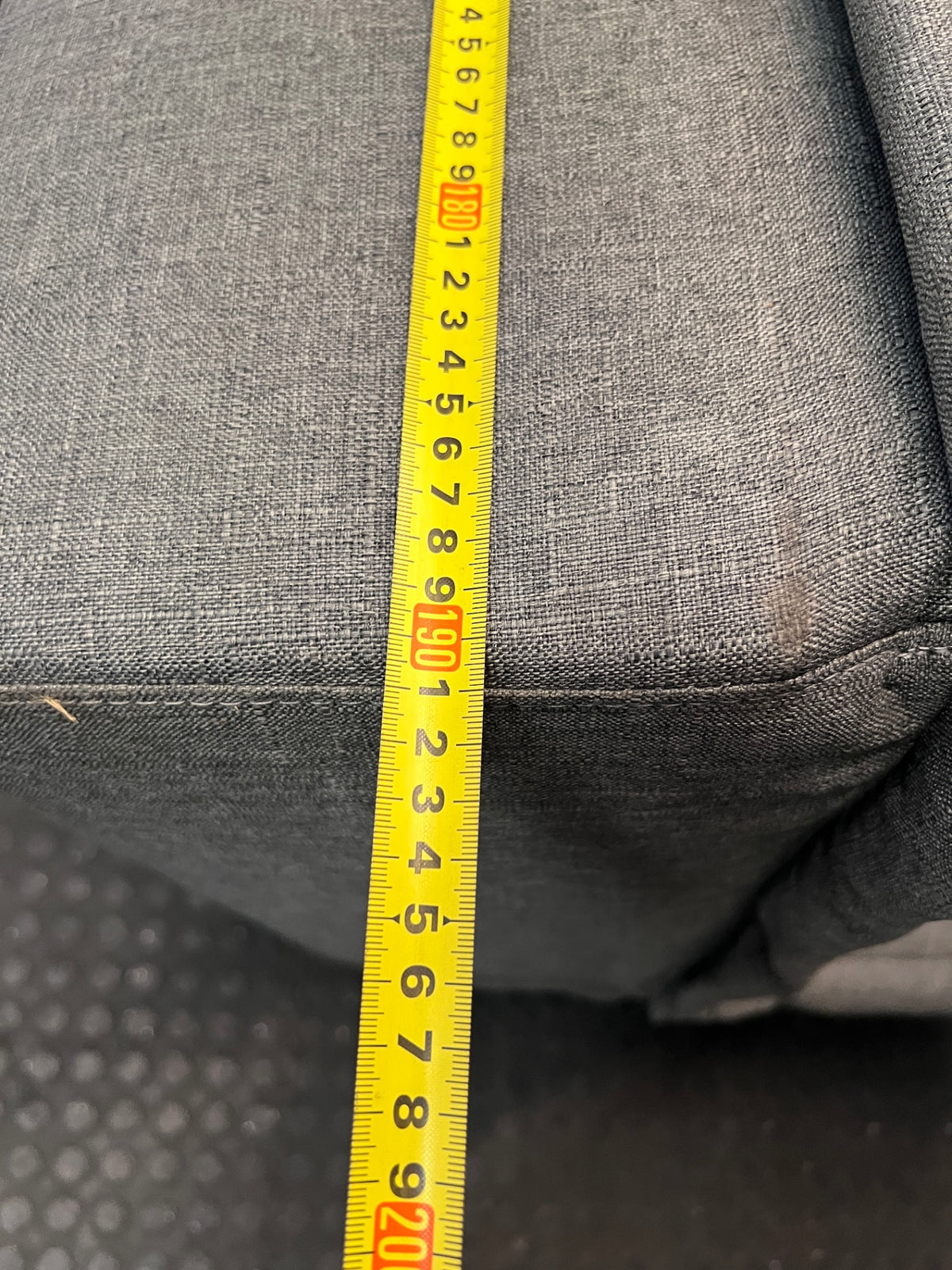 Grey Fabric Armless Sleeper Couch – width measurement