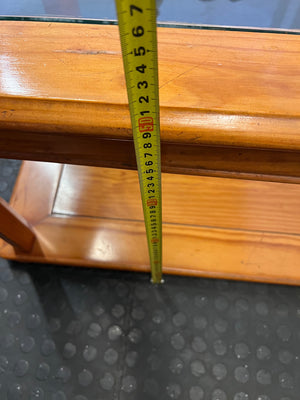 Wooden Coffee Table with Glass Inlay and Lower Shelf – height measurement