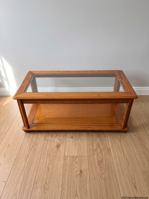 Wooden Coffee Table with Glass Inlay and Lower Shelf – styled product image