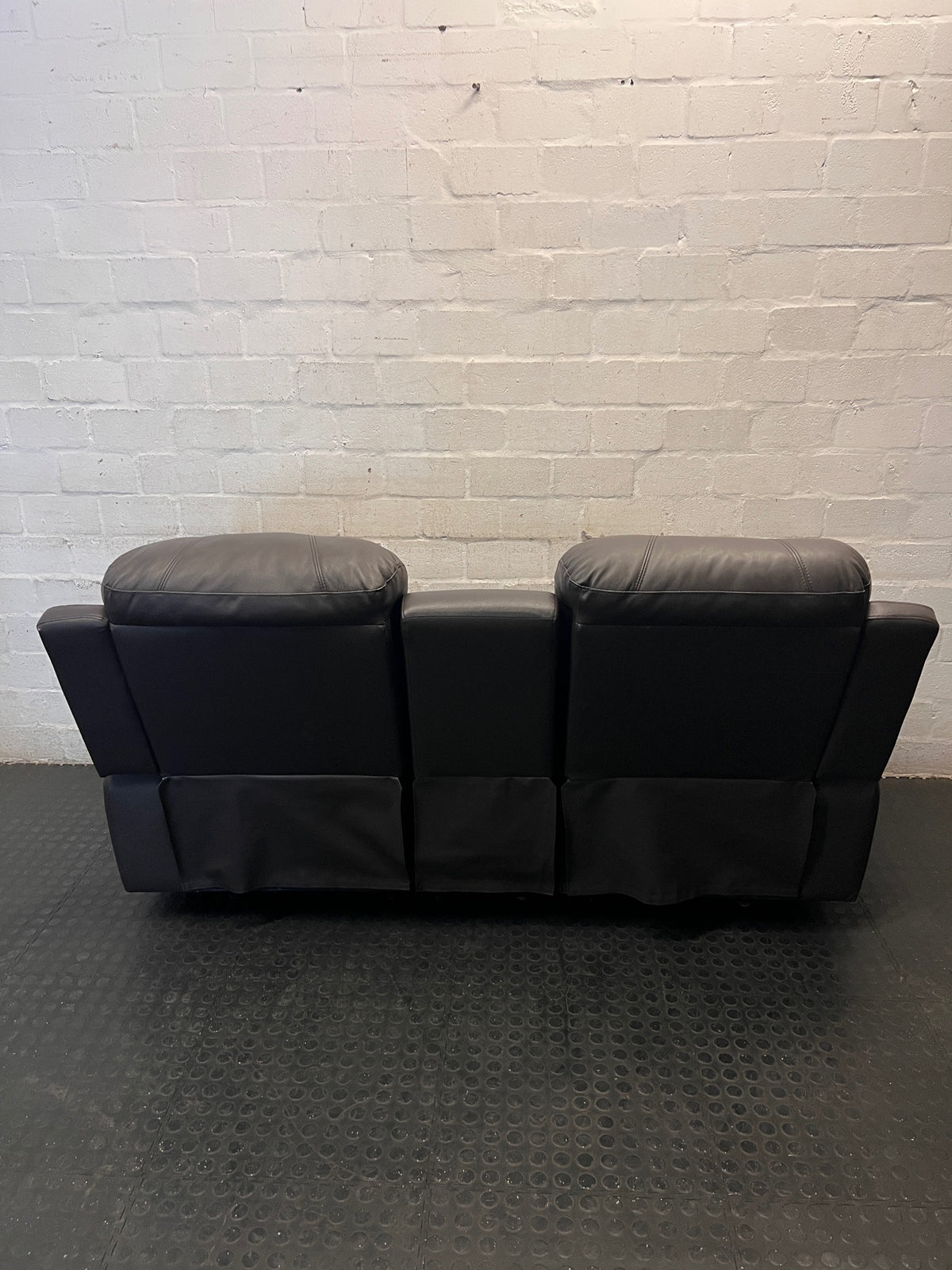 Brown 2 Seater Recliner with Centre Console – back view