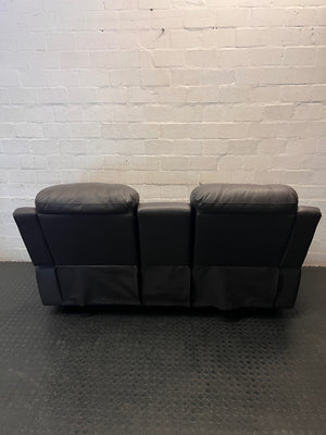 Brown 2 Seater Recliner with Centre Console – back view