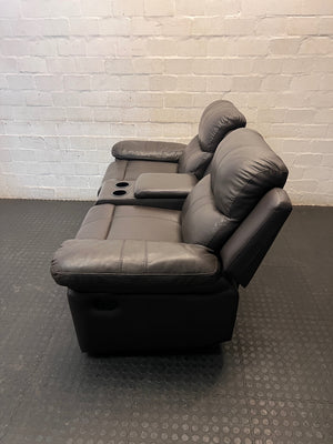 Brown 2 Seater Recliner with Centre Console – condition detail
