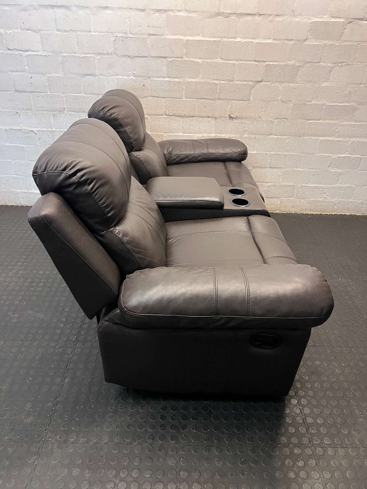 Brown 2 Seater Recliner with Centre Console – top view