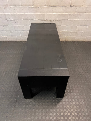 Dark Brown Wood Grain Coffee Table with Drawers – top view