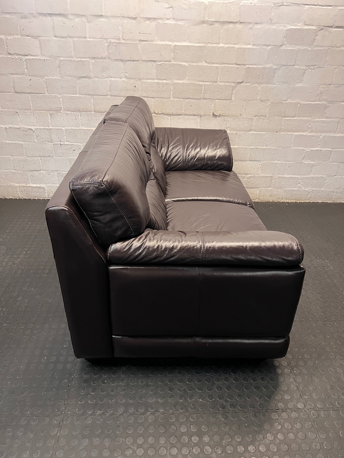 Brown Leather 2 Seater Couch – back view