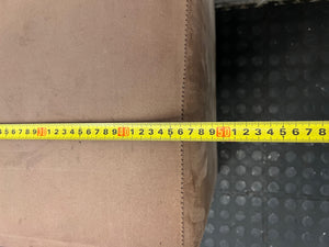 Beige Upholstered Cube Ottoman – depth measurement