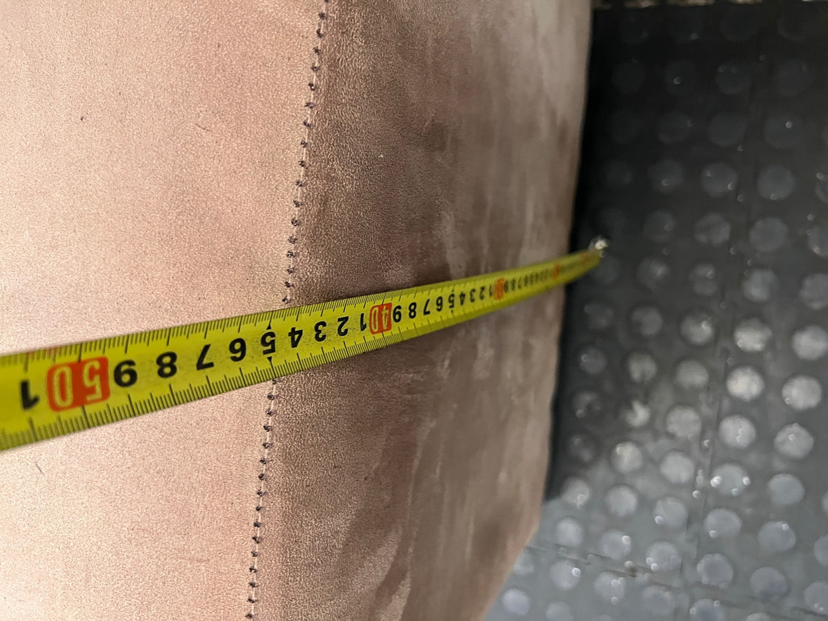Beige Upholstered Cube Ottoman – height measurement