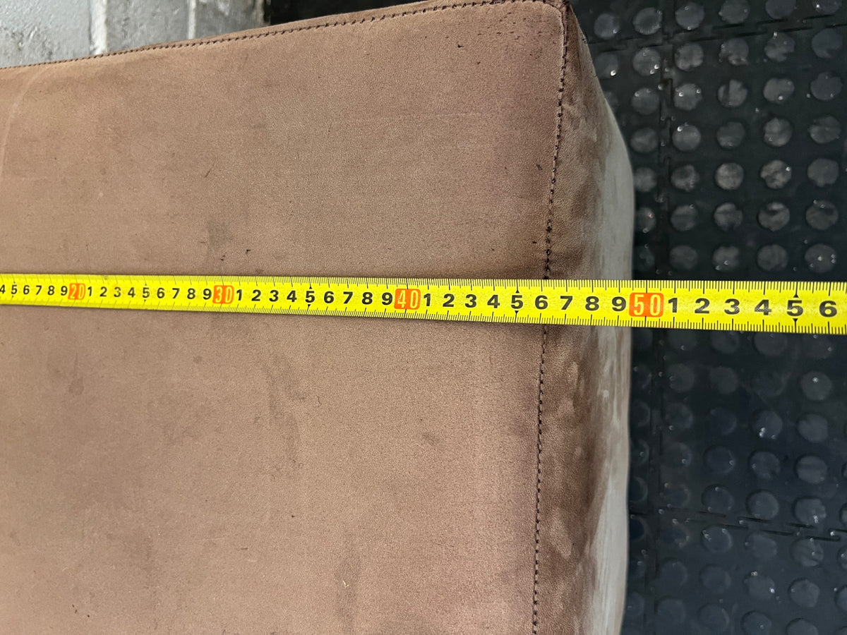 Beige Upholstered Cube Ottoman – width measurement