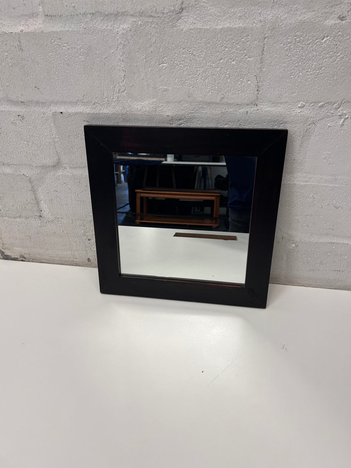 Square Dark Brown Framed Wall Mirror – main front view