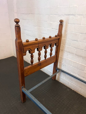 Vintage-Style Single Bed Frame with Ornate Headboard – top view