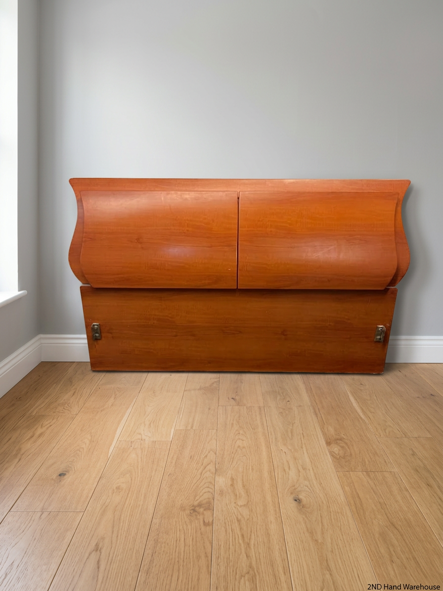 Curved Wood Grain Finish Headboard — Good Neat Condition