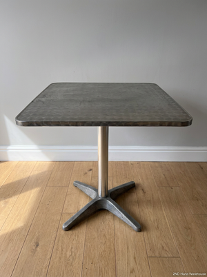 Square Stainless Steel Cafe Table with Pedestal Base - 2ndhandwarehouse.com