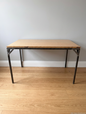 Custom Wooden Top Office Desk with Metal Frame — Used; Fair Condition