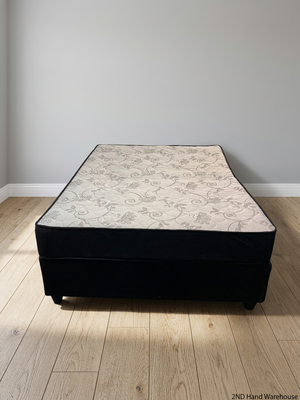 Double Bed Base Set with Patterned Mattress — Good Condition Set