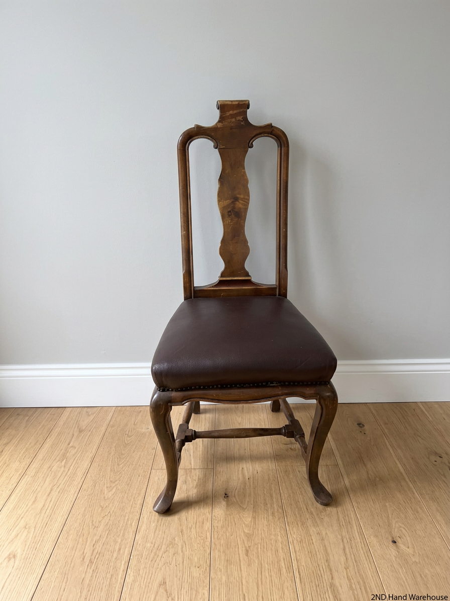 Weylandts Wood and Leather Dining Chair — One Chair Chipped at Top