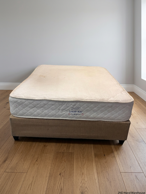 Queen Size Mattress and Gold Upholstered Base Set — Soft Feel with Loose Mattress Springs