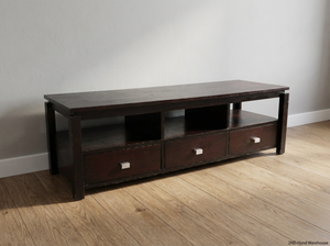 Dark Brown Varnished Pine TV Unit - Minor Surface Scuffs - 2ndhandwarehouse.com