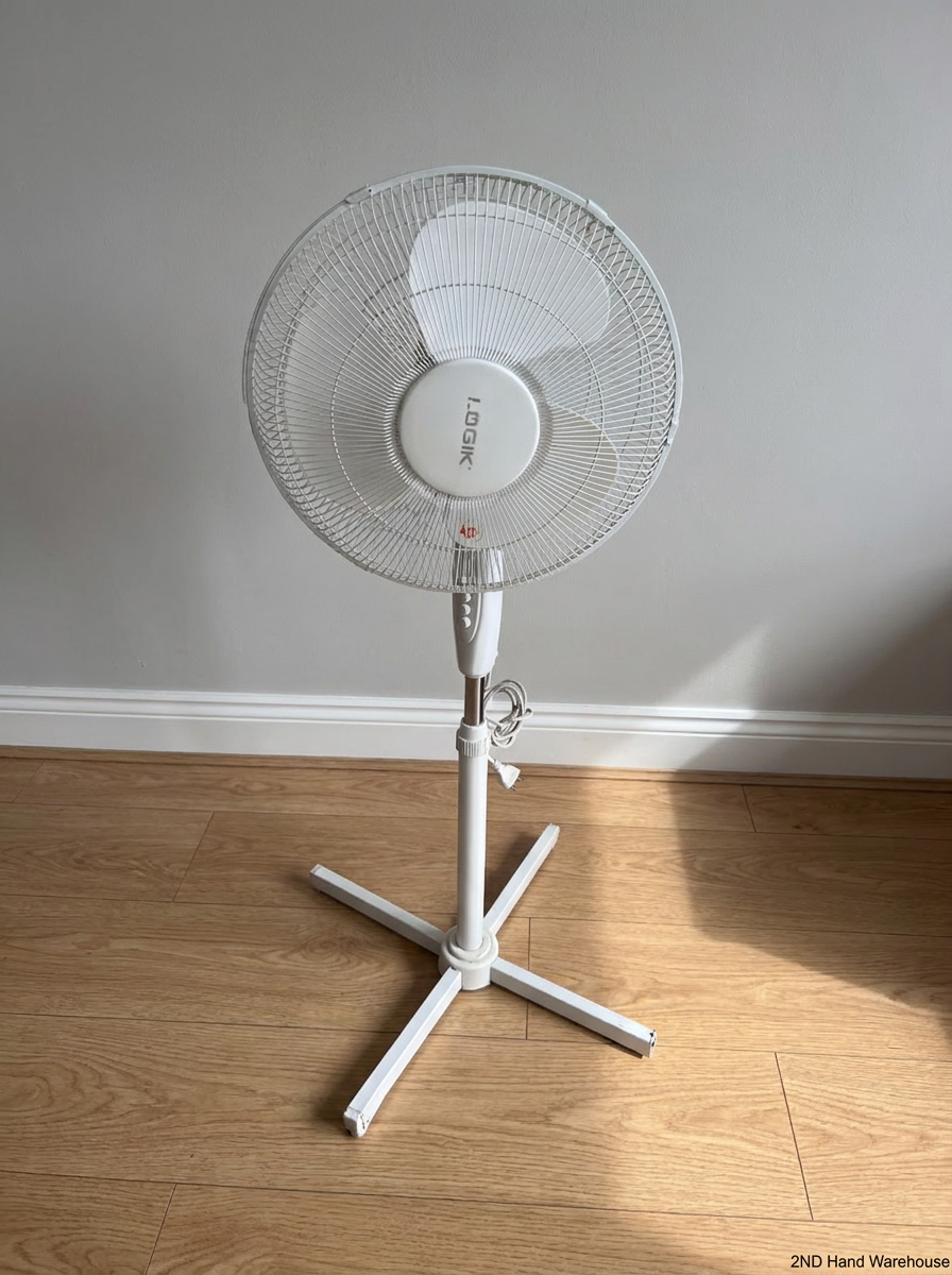 Logik White Standing Pedestal Fan — Working with Signs of Use - 2ndhandwarehouse.com