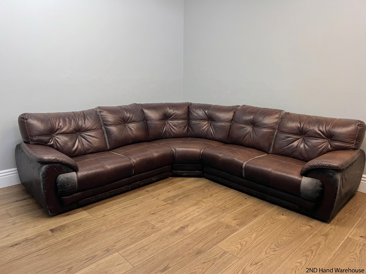 Large L-Shape Sectional Corner Couch in Chocolate Brown
