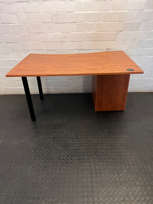 Professional Cherry Wood Finish Office Desk with 3 Drawers - 2ndhandwarehouse.com
