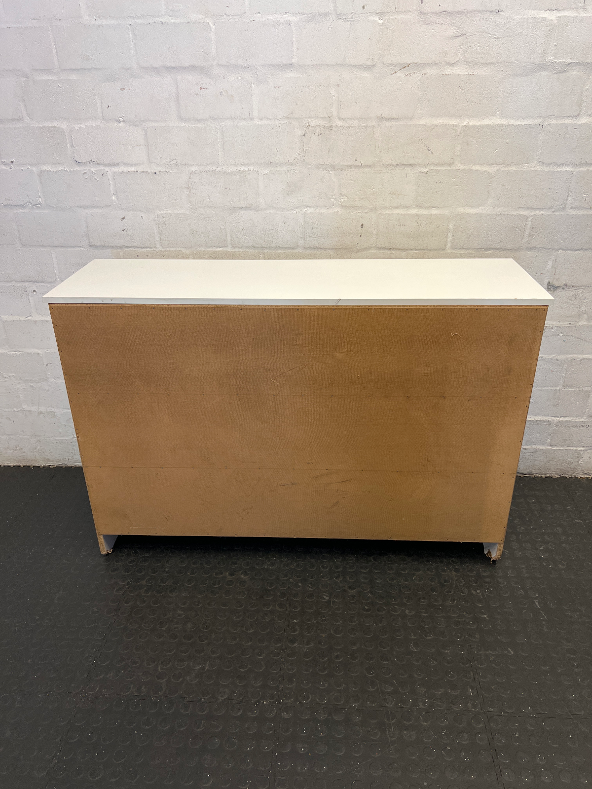 Modern 3-Door White Storage Cupboard with Silver Handles - 2ndhandwarehouse.com
