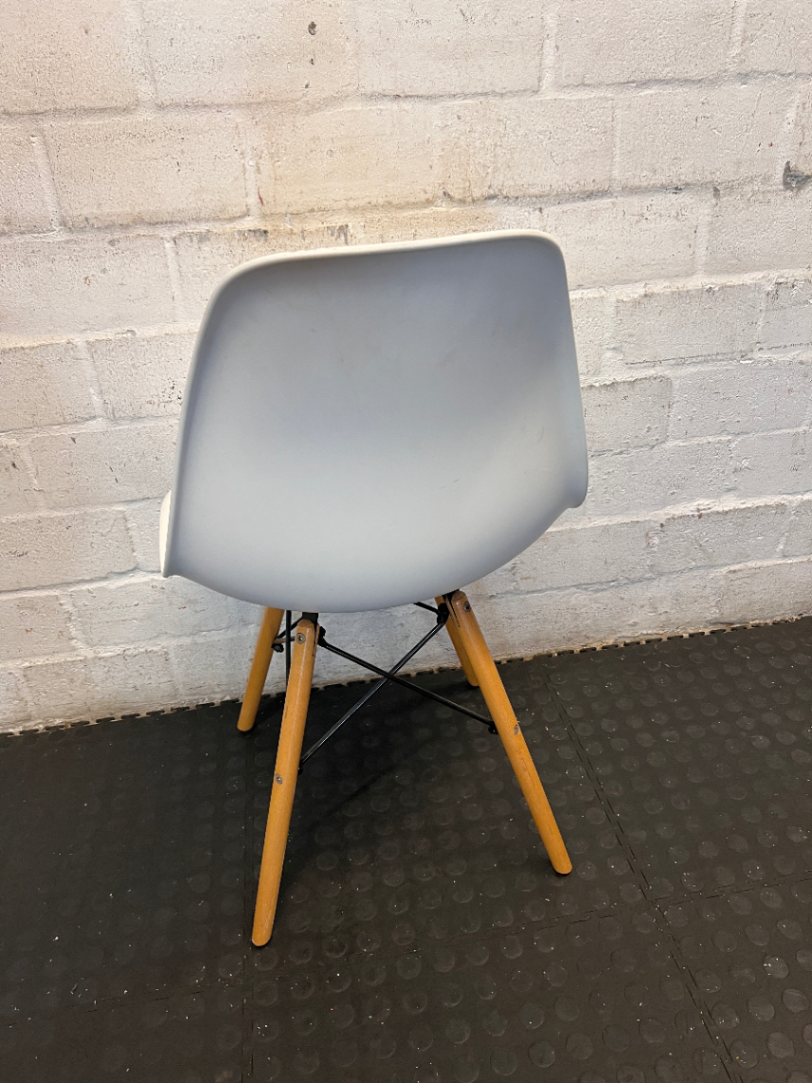White Eames Style Dining Chair with Timber Base - Good Condition - 2ndhandwarehouse.com