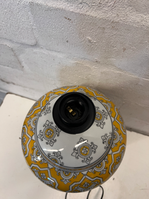 Pair of New Yellow Ceramic Patterned Table Lamps - 48cm - 2ndhandwarehouse.com