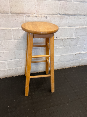 Set of 3 Classic Wooden Bar Stools - Light Wood Finish - 2ndhandwarehouse.com