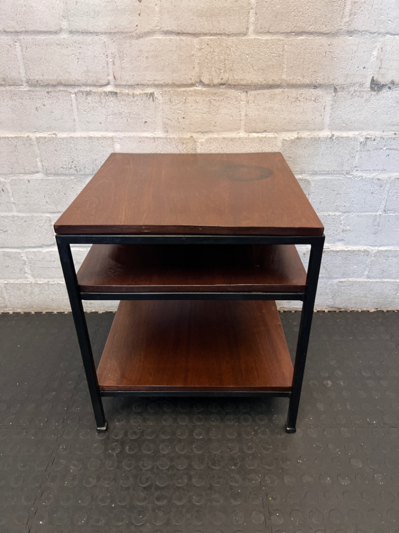 Industrial Tiered Side Table - Marked Top & Paint Wear - 2ndhandwarehouse.com