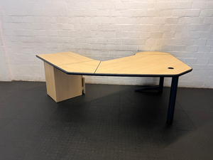 Light Brown L-Shaped Office Desk with 3-Drawer Storage - 2ndhandwarehouse.com