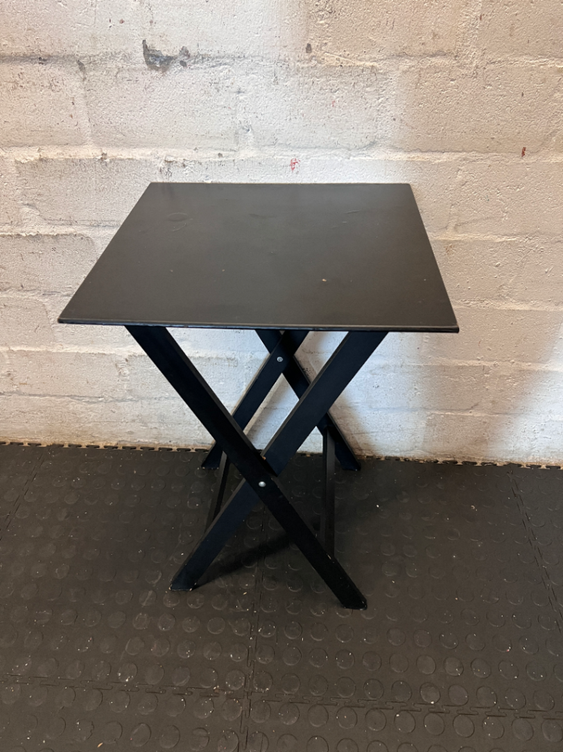 Black Folding Metal Side Table - Used Fair Condition - 2ndhandwarehouse.com