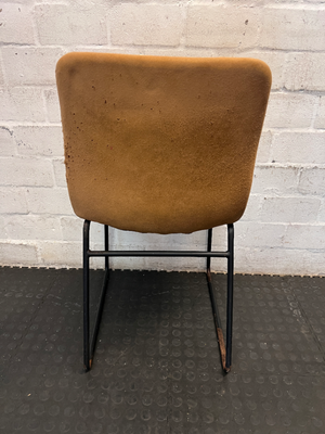 Pair of Mustard Dining Chairs - Upholstery Wear & Base Rust - 2ndhandwarehouse.com