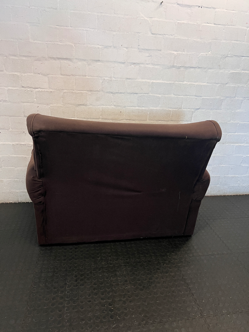 Brown Fabric 2-Seater Couch - Minor Wear to Arm and Base - 2ndhandwarehouse.com