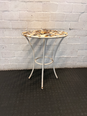 Rustic White Metal Braided-Top Outdoor Table - Visible Weathering - 2ndhandwarehouse.com