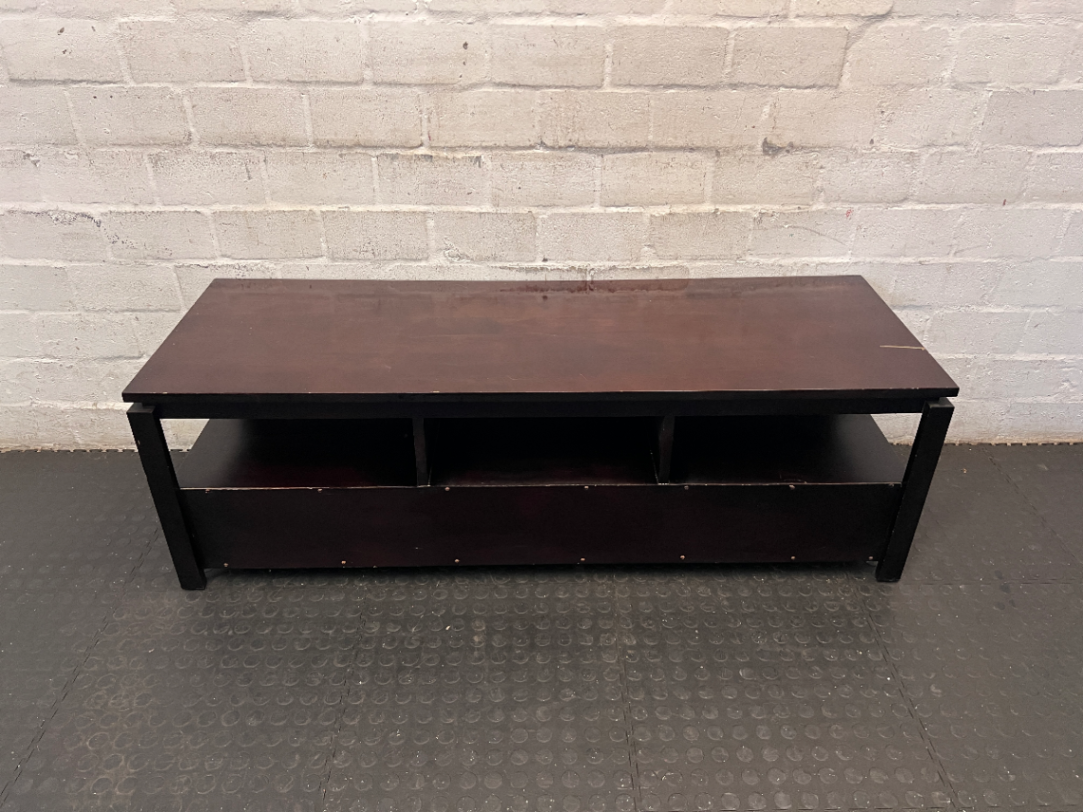 Dark Brown Varnished Pine TV Unit - Minor Surface Scuffs - 2ndhandwarehouse.com