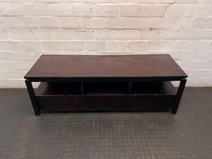 Dark Brown Varnished Pine TV Unit - Minor Surface Scuffs - 2ndhandwarehouse.com
