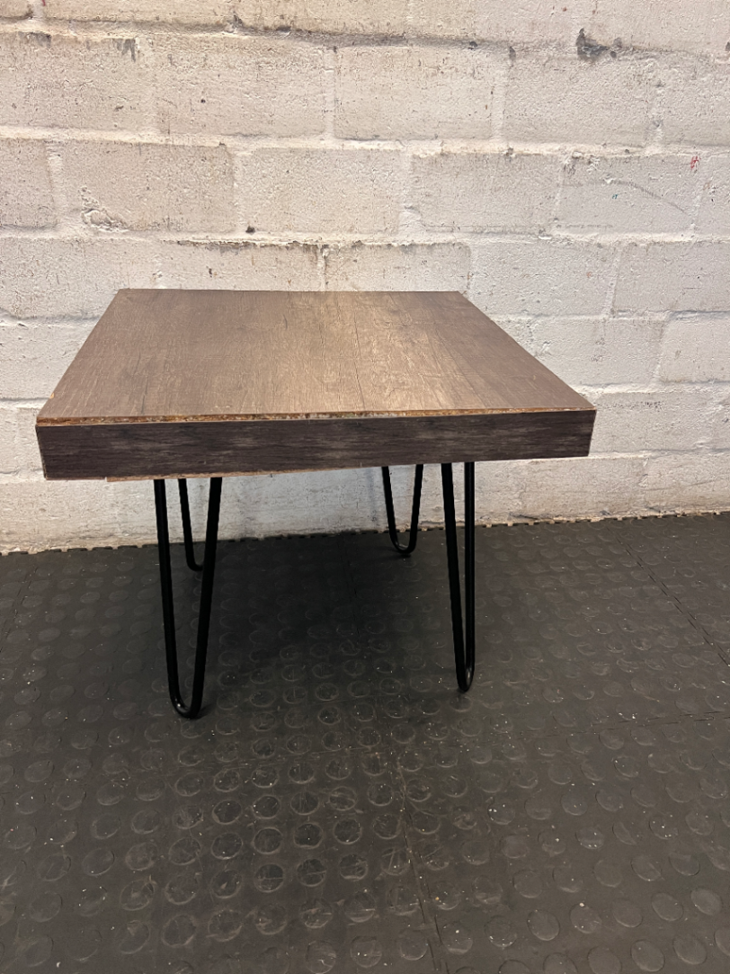 Industrial Style Side Table with Hairpin Legs - Damage to Leg - 2ndhandwarehouse.com