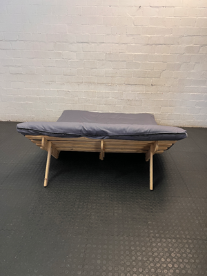 Pine Futon with Grey Cushion - Damage to Frame - 2ndhandwarehouse.com