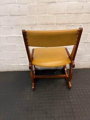 Vintage Style Wooden Dining Chair with Studded Upholstery — Seat Damaged and Needs Repair - 2ndhandwarehouse.com