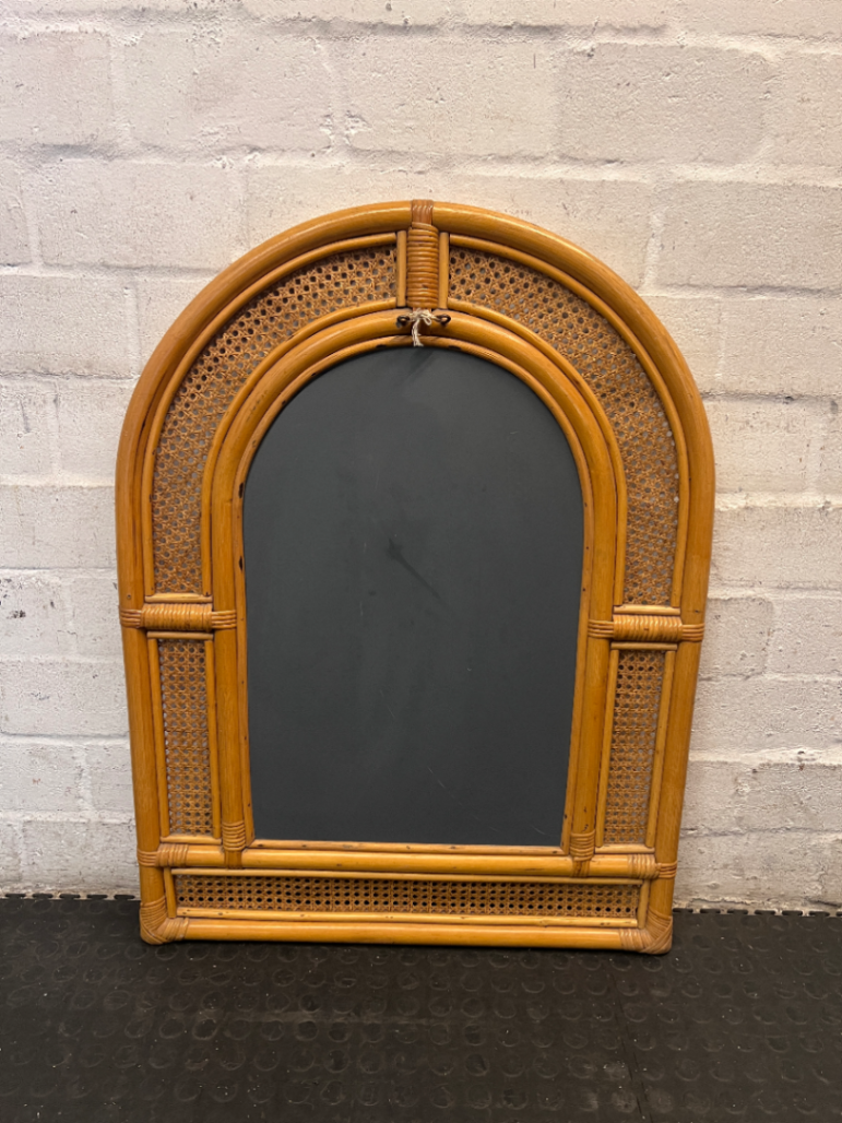 Arched Rattan and Cane Webbing Wall Mirror — Good Condition - 2ndhandwarehouse.com