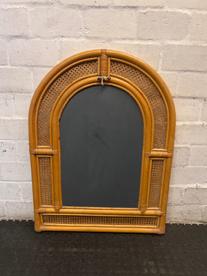 Arched Rattan and Cane Webbing Wall Mirror — Good Condition - 2ndhandwarehouse.com