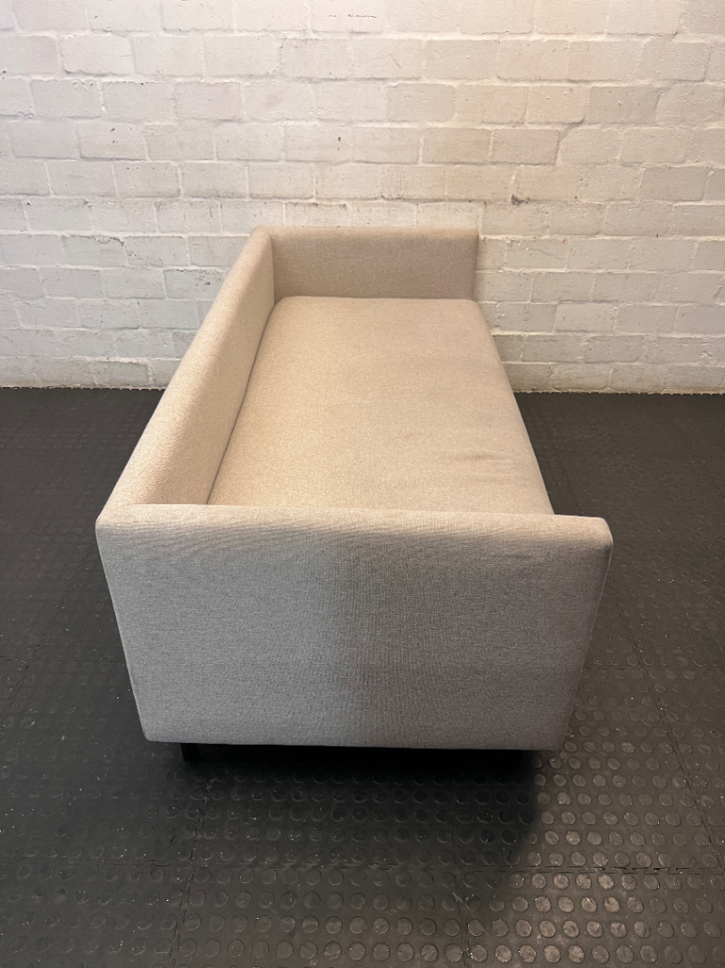 Modern Neutral Woven 2 Seater Couch — Well Used and In Fair C - 2ndhandwarehouse.com