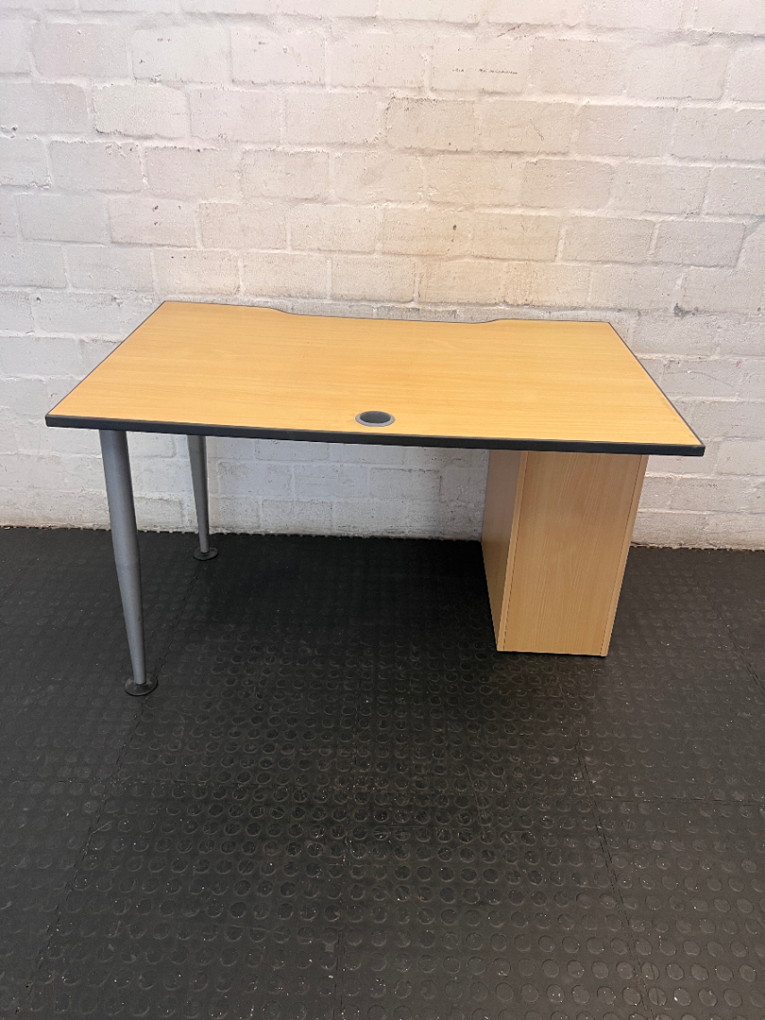 Ergonomic Office Desk with Integrated Pedestal Drawers — Good Working Order with Cable Trays - 2ndhandwarehouse.com
