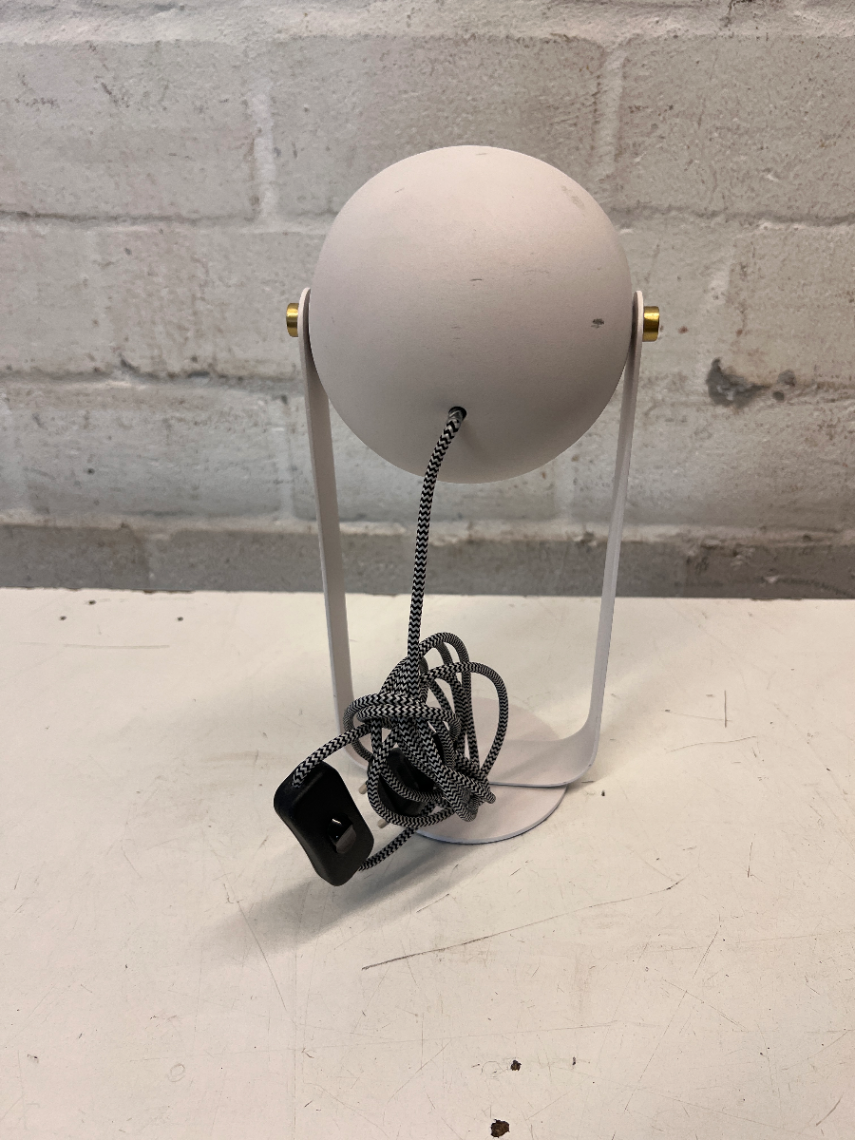 Modern White Metal Tilting Table Lamp — Good Working Order - Fair Used Condition - 2ndhandwarehouse.com