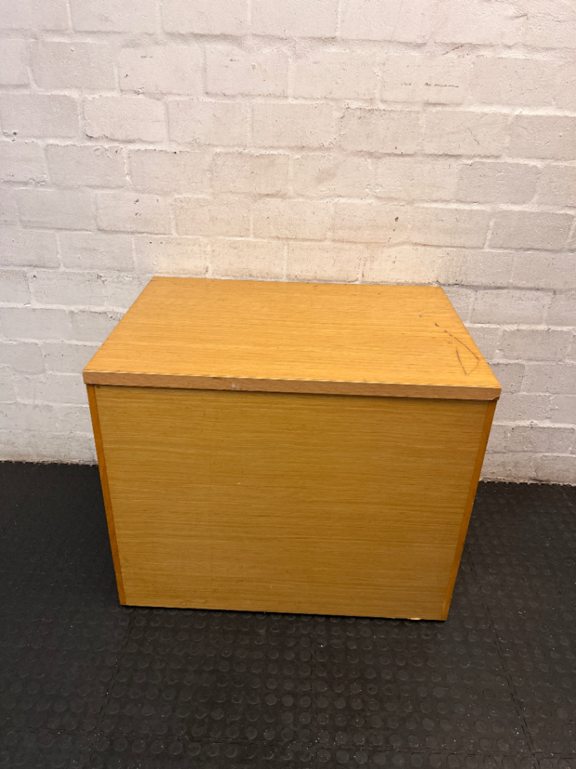 Wood Finish Office Credenza with Black Tambour Door — Good Working Order - 2ndhandwarehouse.com