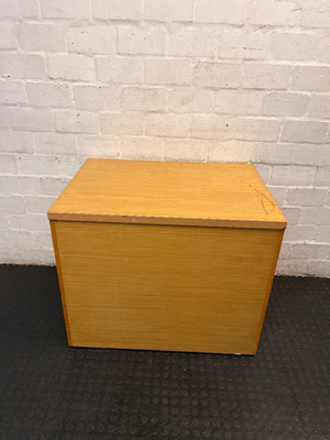 Wood Finish Office Credenza with Black Tambour Door — Good Working Order - 2ndhandwarehouse.com