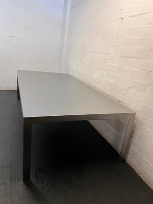 Brushed Aluminium Industrial Dining Table — Well-Maintained Condition - 2ndhandwarehouse.com