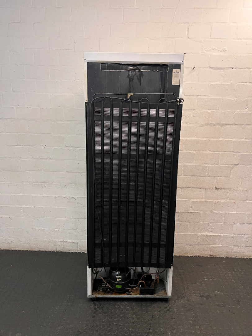 Fridge Master White Bottom Mount Fridge Freezer — Working Order with Scrapemarks in Freezer - 2ndhandwarehouse.com