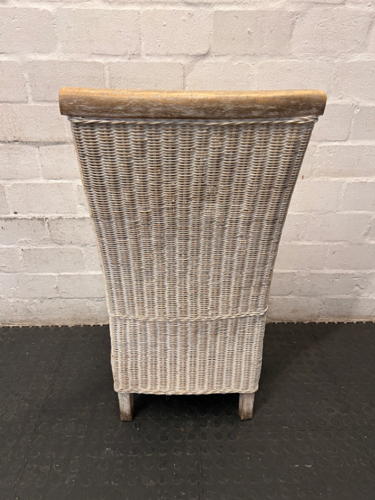 Woven Wicker Dining Chair with Wooden Detail - 2ndhandwarehouse.com